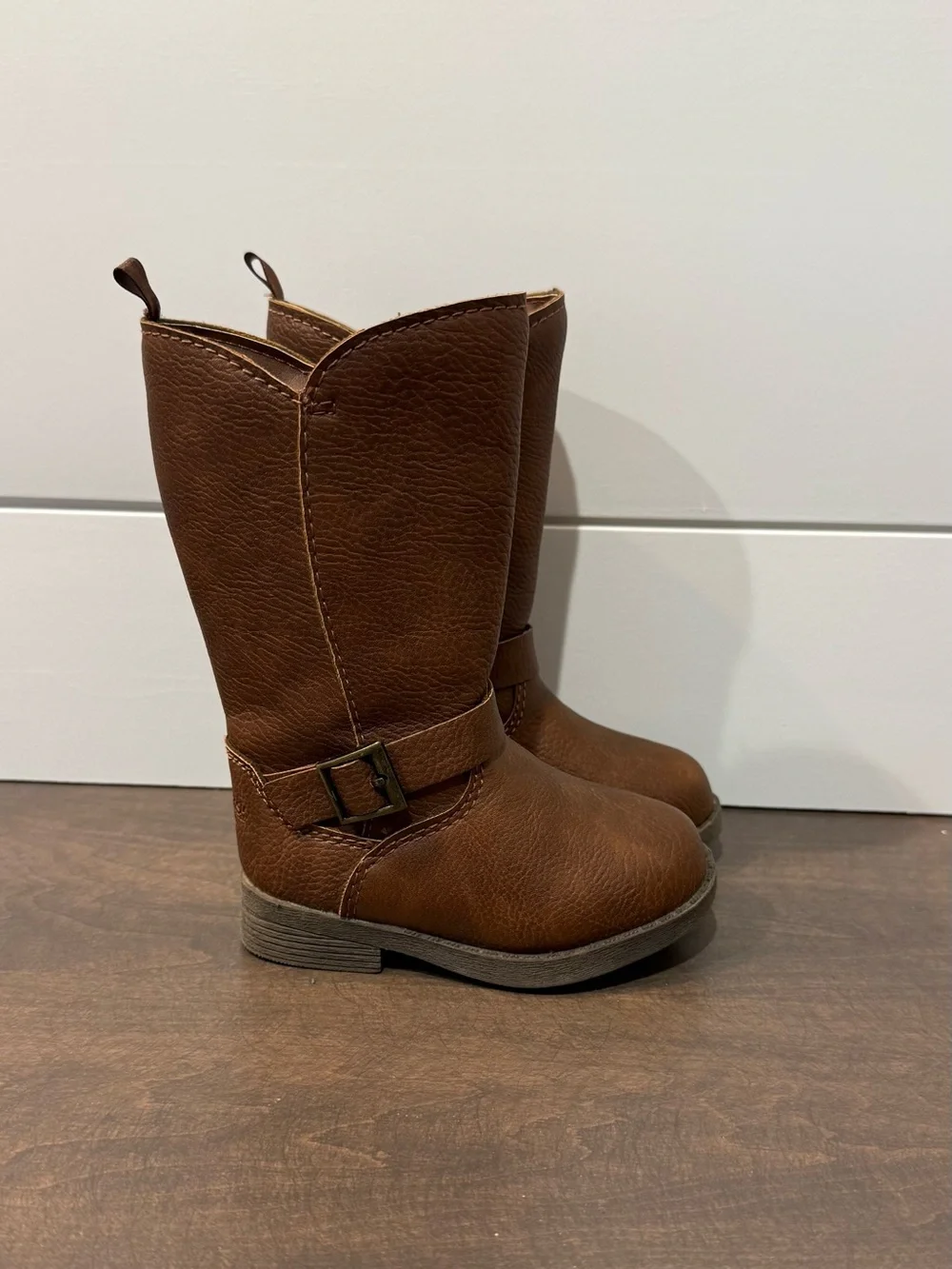 OshKosh B’gosh Girls Brown Riding Boots Buckle Zip Toddler Size 4